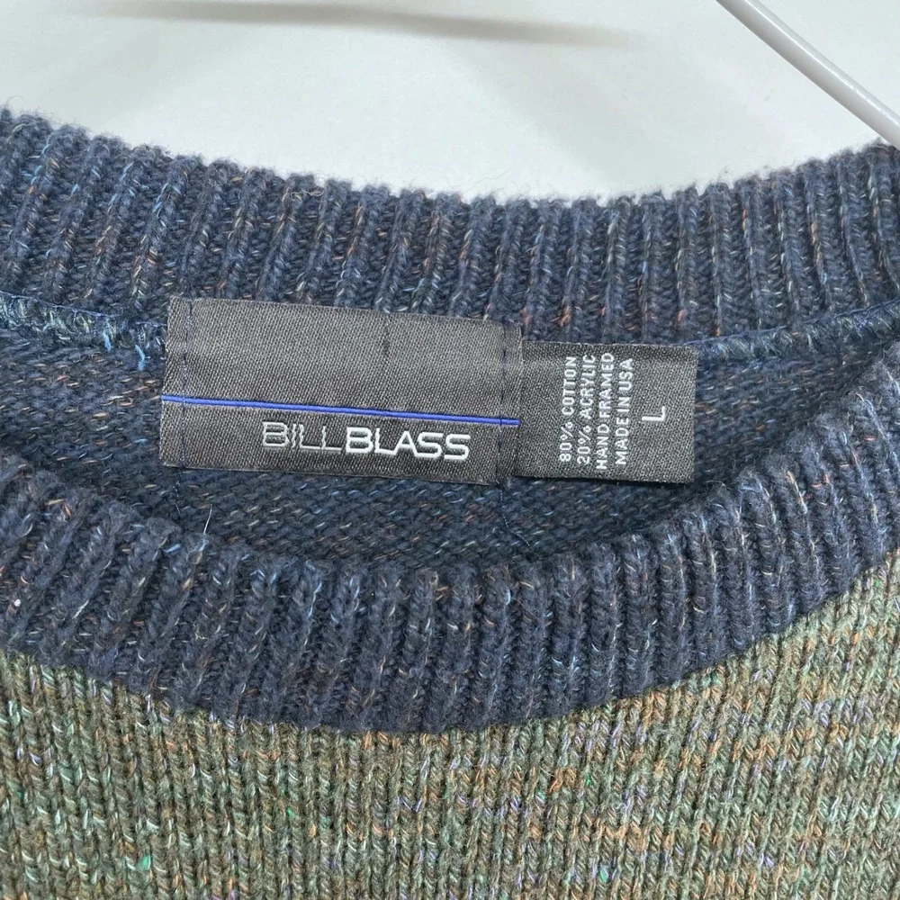 Vintage 90s‎ Bill Blass Mens Patchwork Knit Sweater Crewneck Large Colorblock